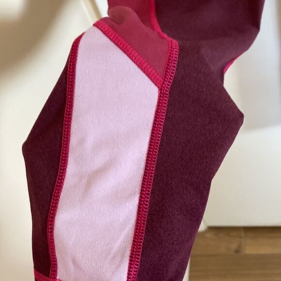 Lou & Grey -Pink/Red Color blocked -7/8 Leggings- Size LARGE - Picture 4 of 11